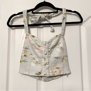 Dazzlin Japan Cute Floral Baby Blue Halter Top